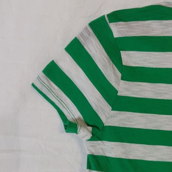 Allison Brittney Green & Gray Striped Layered Top Size S - Picture 6 of 7